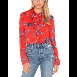 Splendid Red and Blue Floral Blouse